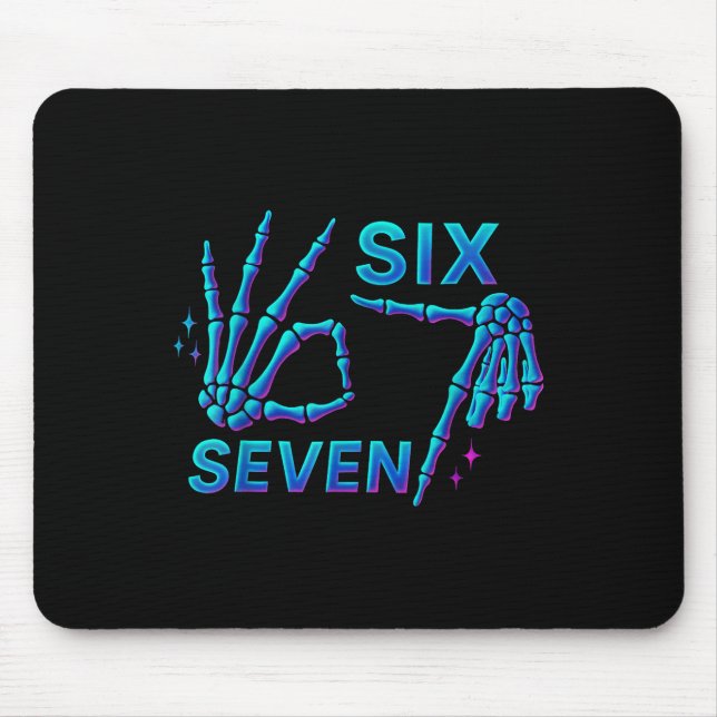 67 Meme Skeleton Hand 6 7 Halloween Six Seven Funn Mouse Mat (Front)
