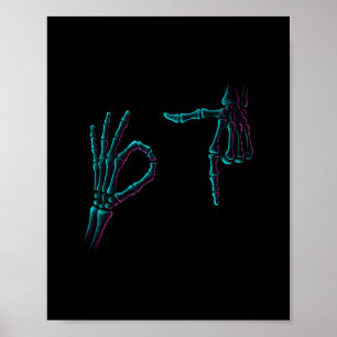 67 Meme Skeleton Hand 6 7 Halloween Six Seven Funn Poster