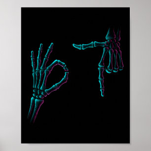 67 Meme Skeleton Hand 6 7 Halloween Six Seven Funn Poster