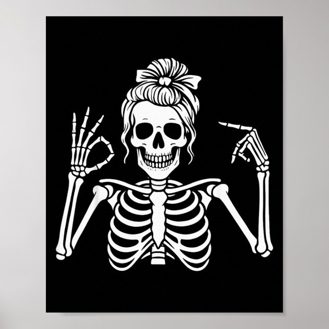 67 Meme Skeleton Hand 6 7 Halloween Six Seven Funn Poster (Front)