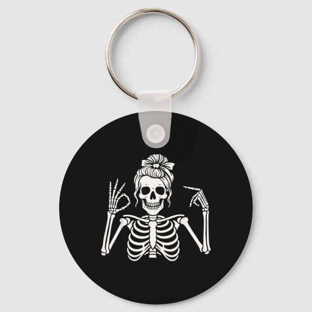 67 Meme Skeleton Hand 6 7 Halloween Six Seven Key Ring (Front)