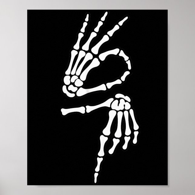 67 Meme Skeleton Hand 6 7 Halloween Six Seven  Poster (Front)