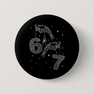 67 Meme Skeleton Hand Funny Halloween Six Seven Te 6 Cm Round Badge