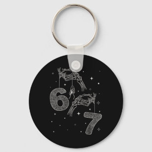 67 Meme Skeleton Hand Funny Halloween Six Seven Te Key Ring