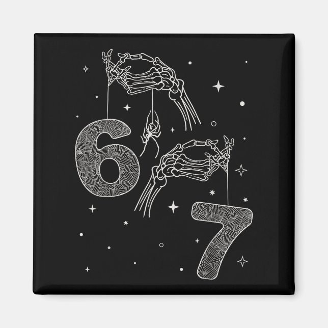 67 Meme Skeleton Hand Funny Halloween Six Seven Te Magnet (Front)