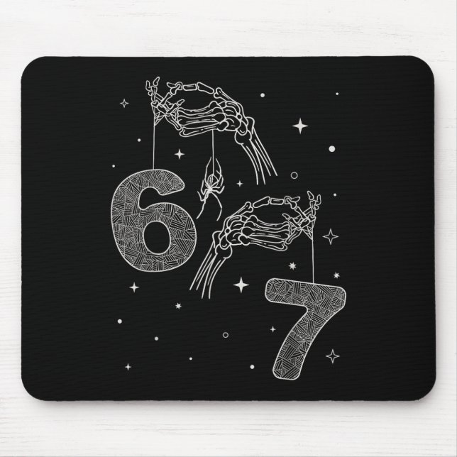 67 Meme Skeleton Hand Funny Halloween Six Seven Te Mouse Mat (Front)