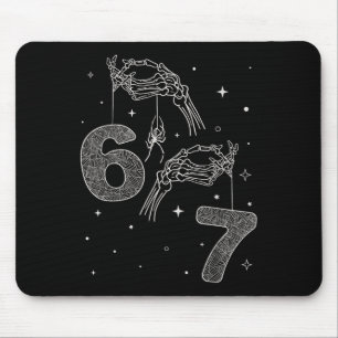67 Meme Skeleton Hand Funny Halloween Six Seven Te Mouse Mat