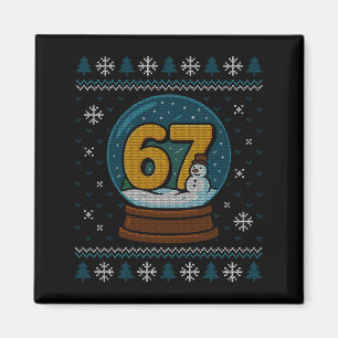 67 Meme Snow Globe Christmas Ugly Sweater Xmas Cel Magnet