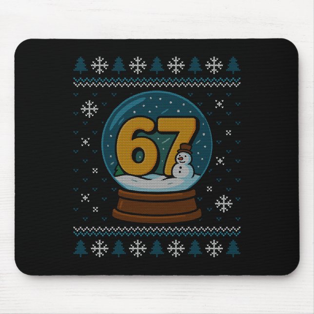 67 Meme Snow Globe Christmas Ugly Sweater Xmas Cel Mouse Mat (Front)