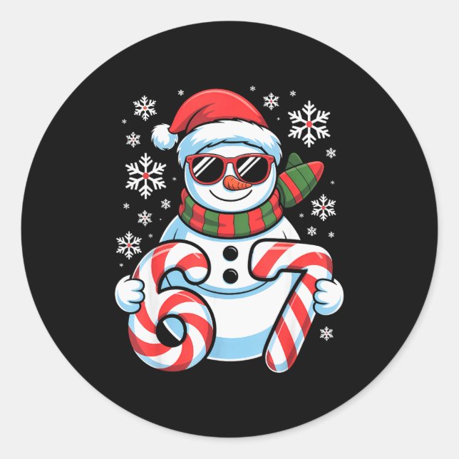 67 Meme Snowman Brainrot Funny Christmas Kids Boys Classic Round Sticker (Front)