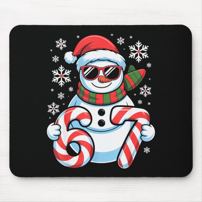 67 Meme Snowman Brainrot Funny Christmas Kids Boys Mouse Mat (Front)