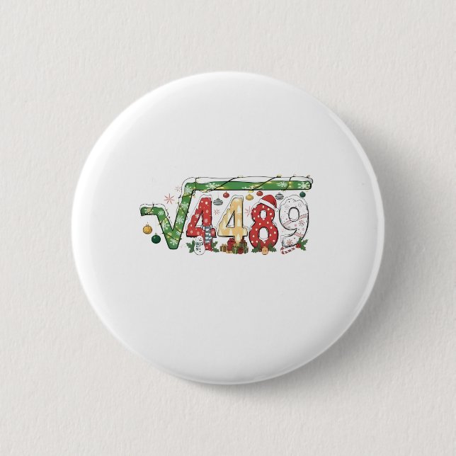 67 Meme Square Root 4489 Six Seven Math Christmas 6 Cm Round Badge (Front)
