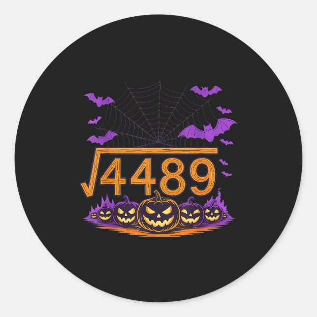 67 Meme Square Root 4489 Slang Math Halloween Cost Classic Round Sticker (Front)