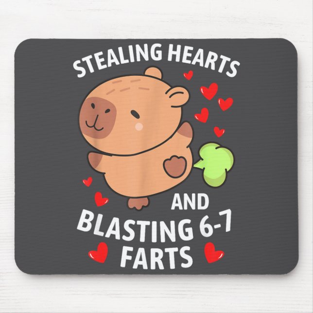 67 Meme Stealing Hearts Valentine's Day Capybara K Mouse Mat (Front)