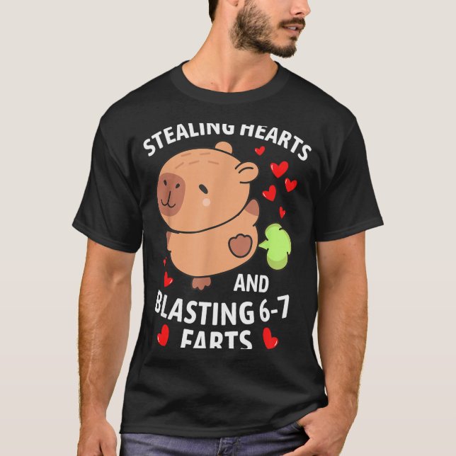 67 Meme Stealing Hearts Valentine's Day Capybara K T-Shirt (Front)