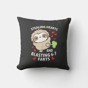 67 Meme Stealing Hearts Valentine's Day Sloth Kids Cushion