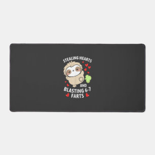 67 Meme Stealing Hearts Valentine's Day Sloth Kids Desk Mat