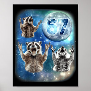 67 Meme Three Racoon Howling At The Moon 67  Poster