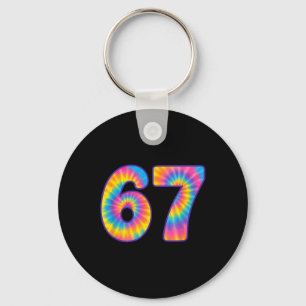 67 Meme Tie Dye Retro Six Seven  Key Ring