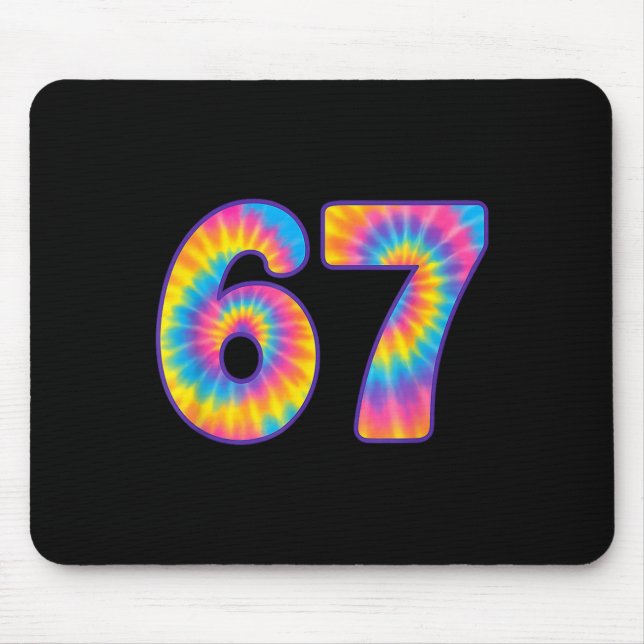 67 Meme Tie Dye Retro Six Seven  Mouse Mat (Front)