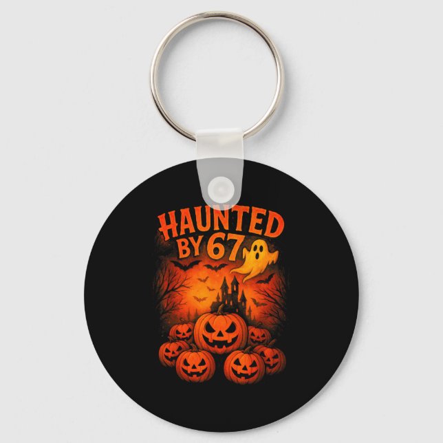 67 Meme Trendy Ghost Halloween Funny Six Seven Gen Key Ring (Front)
