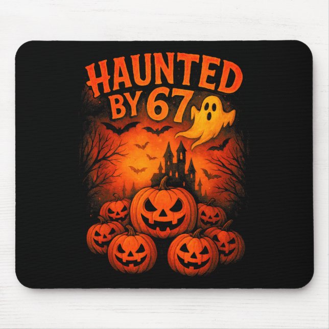 67 Meme Trendy Ghost Halloween Funny Six Seven Gen Mouse Mat (Front)