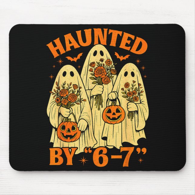 67 Meme Trendy Ghost Halloween Funny Six Seven Gen Mouse Mat (Front)