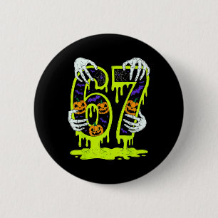 67 Meme Trendy Skeleton Halloween Funny Six Seven 6 Cm Round Badge