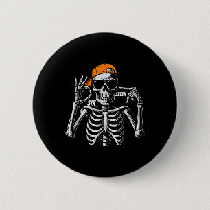 67 Meme Trendy Skeleton Halloween Funny Six Seven 6 Cm Round Badge
