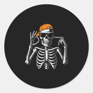 67 Meme Trendy Skeleton Halloween Funny Six Seven Classic Round Sticker