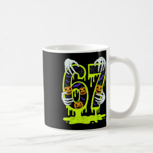 67 Meme Trendy Skeleton Halloween Funny Six Seven Coffee Mug