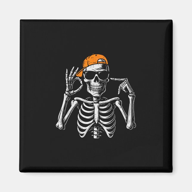 67 Meme Trendy Skeleton Halloween Funny Six Seven  Magnet (Front)