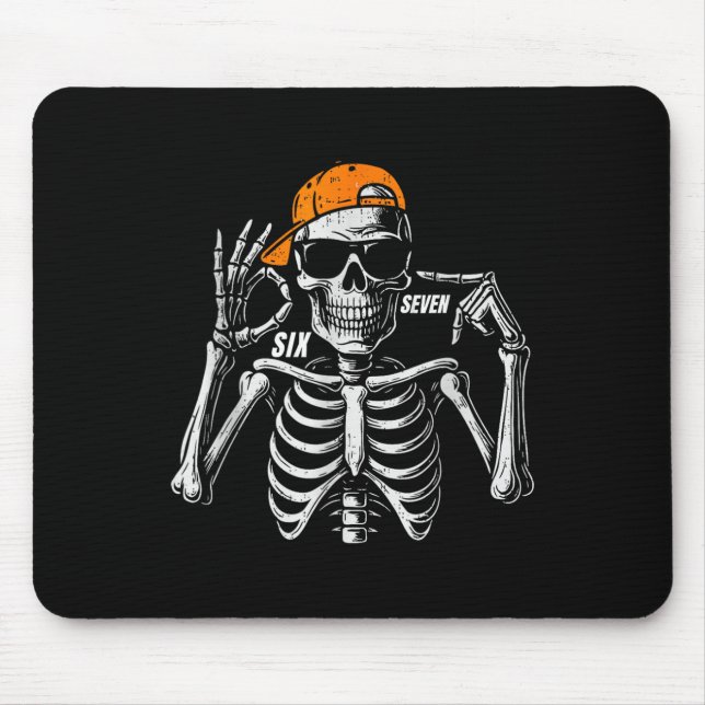67 Meme Trendy Skeleton Halloween Funny Six Seven  Mouse Mat (Front)