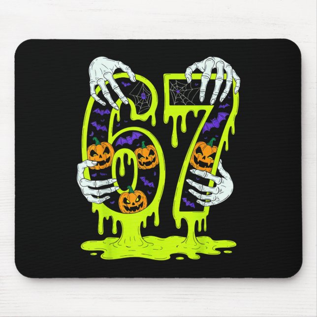 67 Meme Trendy Skeleton Halloween Funny Six Seven  Mouse Mat (Front)