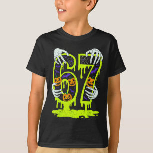 67 Meme Trendy Skeleton Halloween Funny Six Seven T-Shirt