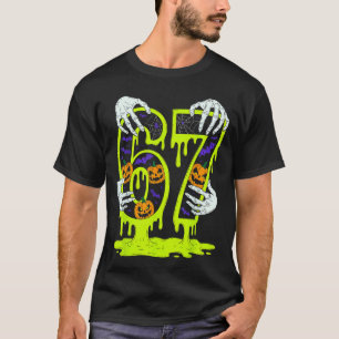 67 Meme Trendy Skeleton Halloween Funny Six Seven T-Shirt