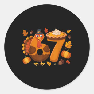 67 Meme Turkey 6-7 Funny Six Seven Thanksgiving  Classic Round Sticker