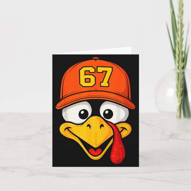 67 Meme Turkey Face Six Seven Thanksgiving 6 7 Men Card (Front)