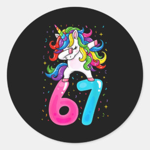 67 Meme Unicorn For Girls Six Seven Gen Alpha Brai Classic Round Sticker