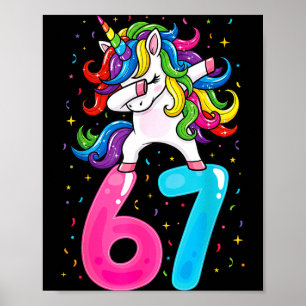 67 Meme Unicorn For Girls Six Seven Gen Alpha Brai Poster