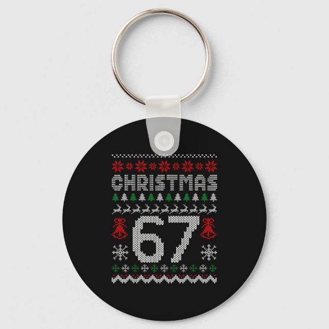 67 Meme Xmas Gen Alpha Fun Six Seven Ugly Christma Key Ring (Front)