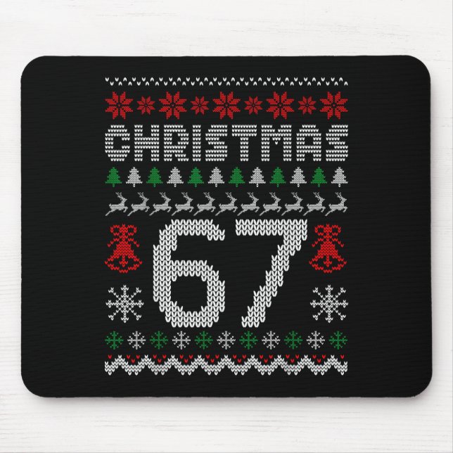 67 Meme Xmas Gen Alpha Fun Six Seven Ugly Christma Mouse Mat (Front)