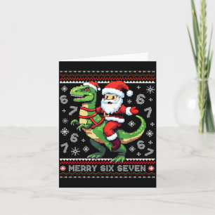 67 Merry Six Seven Santa T Rex Funny Ugly Christma Card