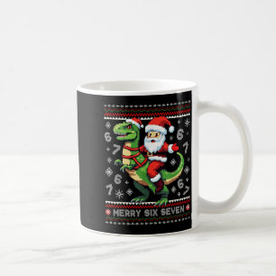 67 Merry Six Seven Santa T Rex Funny Ugly Christma Coffee Mug