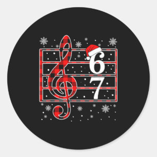67 Music Meme Slang Musician Santa Music Teacher C Classic Round Sticker