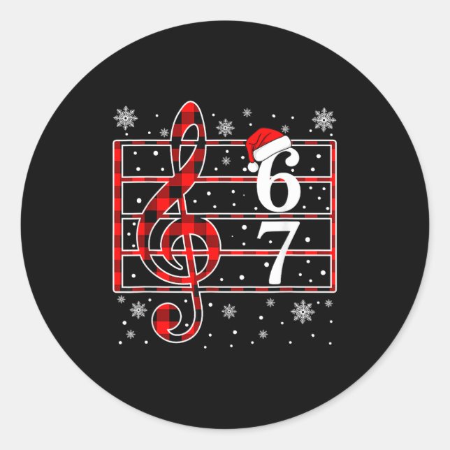 67 Music Meme Slang Musician Santa Music Teacher C Classic Round Sticker (Front)