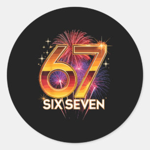 67 New Years Eve Party Pajama Shirt 6 7 Meme 67 20 Classic Round Sticker