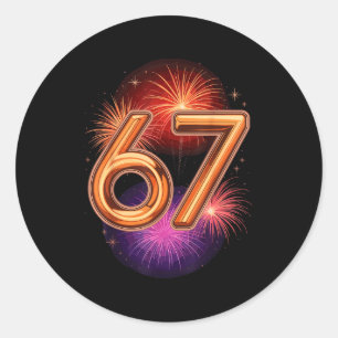 67 New Years Eve Party Pajama Shirt 6 7 Meme 67 20 Classic Round Sticker