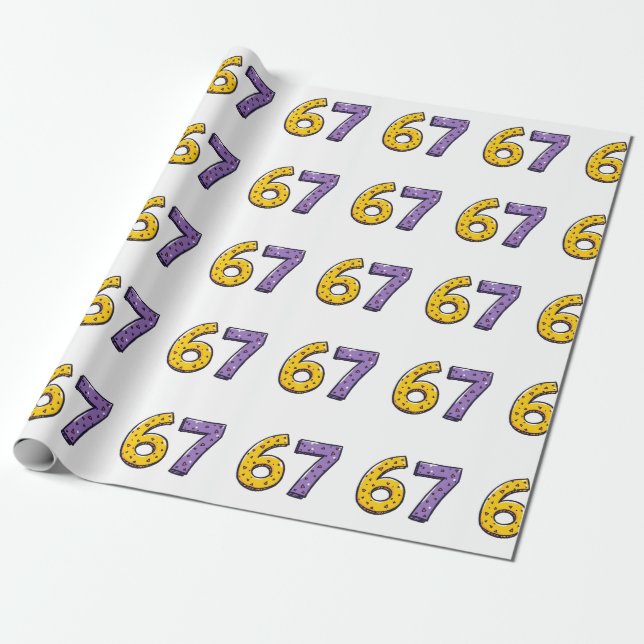 67 No Meaning Whatsoever Yellow and Purple Wrapping Paper (Unrolled)