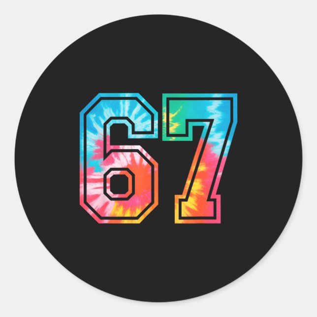 67 Number Meme Funny Six Seven Tie Dye Gen Alpha S Classic Round Sticker (Front)